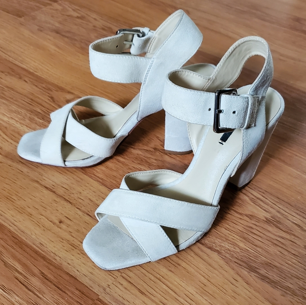 Zara White Suede Heels